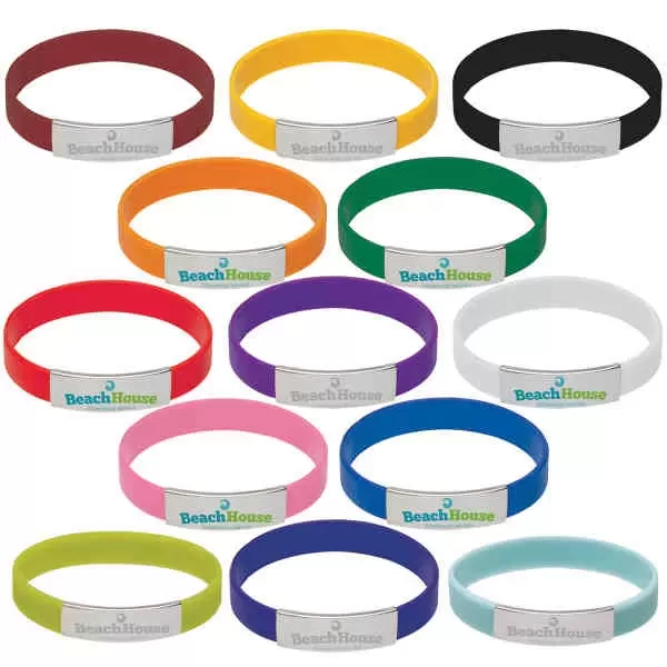 Silicone bracelet with metal