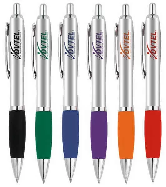 Silver barrel plastic pen