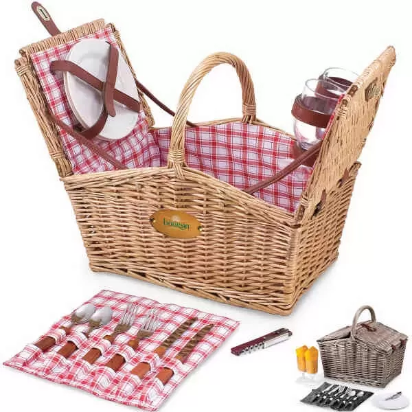 Double-lid basket with picnic