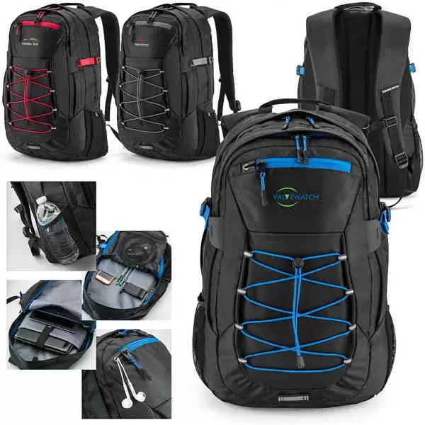 Laptop backpack w/multiple zippered