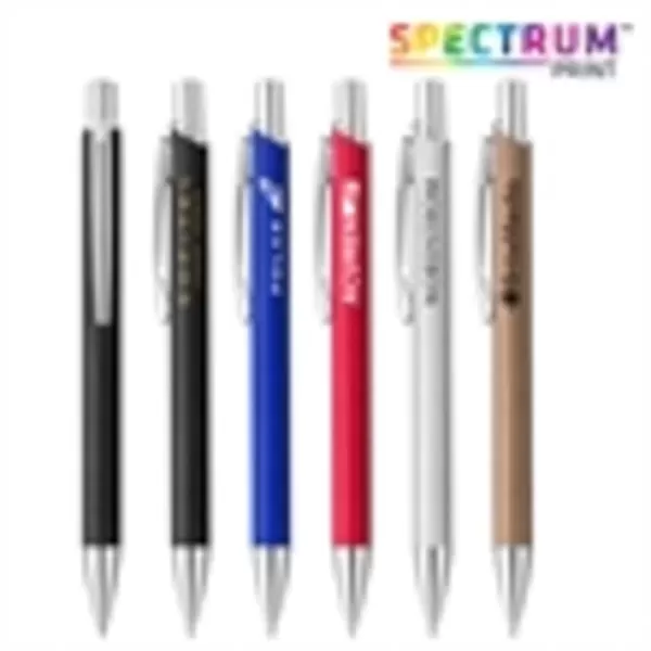 Brushed aluminum plunger-action ballpoint