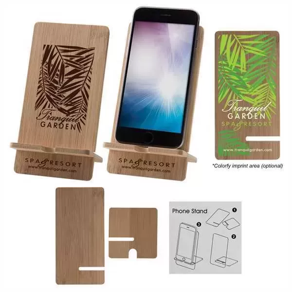Two-piece bamboo cellphone stand,