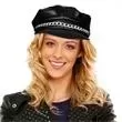 Black vinyl biker hat