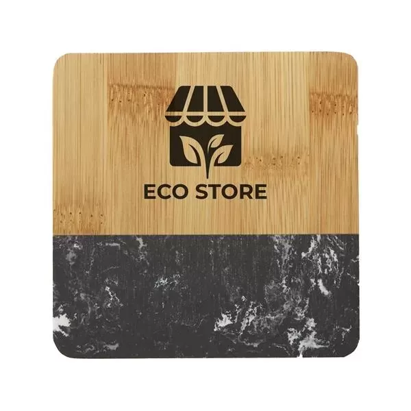 Bamboo and marble coaster
