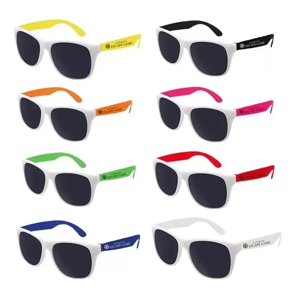 Plastic sunglasses with white