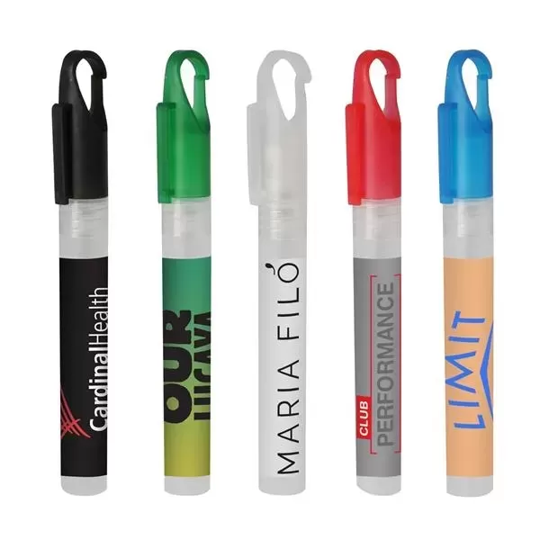 Sanitizer pen with carabiner