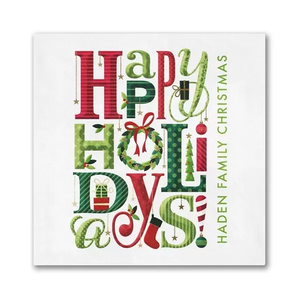 Happy Holiday Typography 3-ply