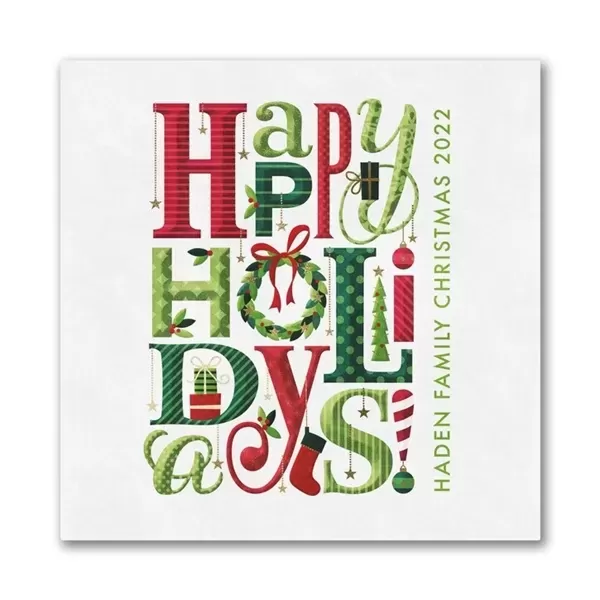 Happy Holiday Typography 3-ply