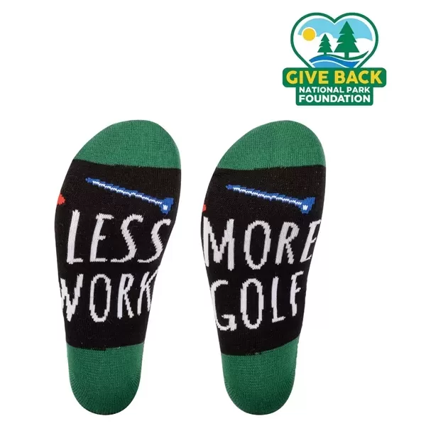 Dress socks feature golf