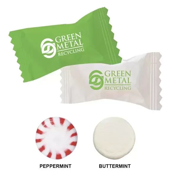 Wrapped mints with peppermint,