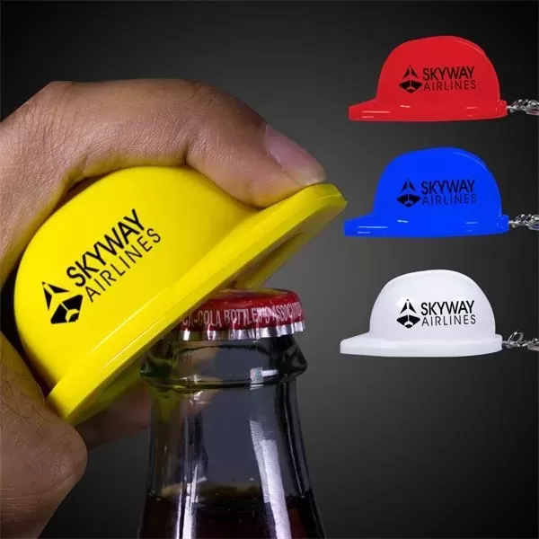 Construction hat-shaped bottle opener