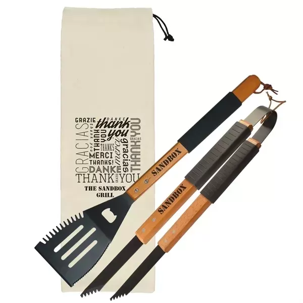 Wooden barbecue gift set