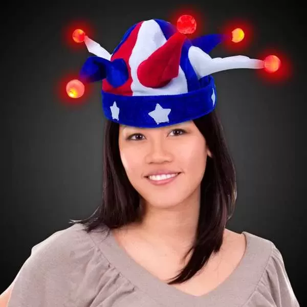 USA-themed novelty jester hat