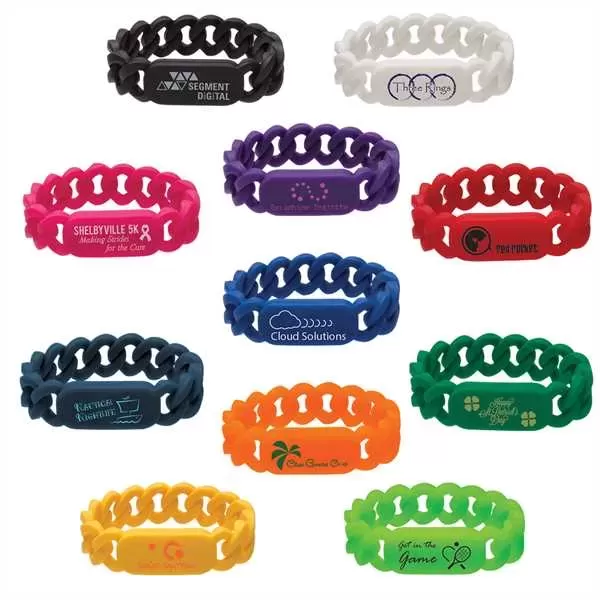 Silicone wristband with link