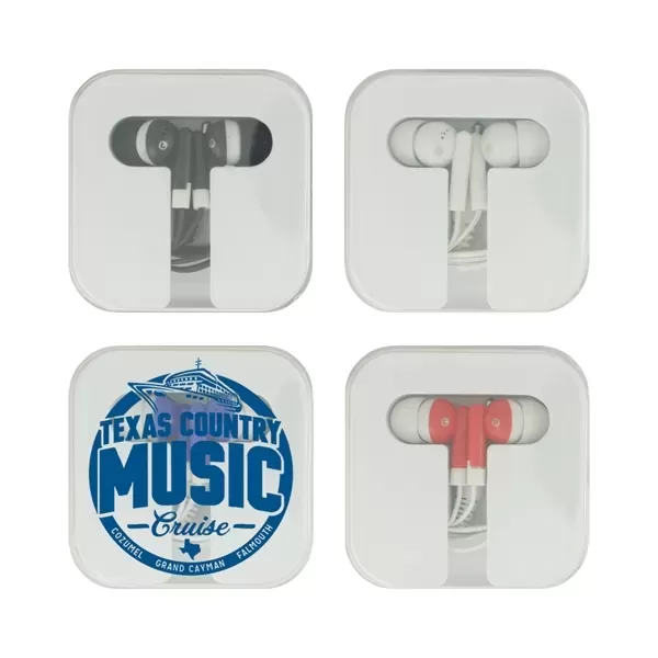 Earbuds in Square Caddy.