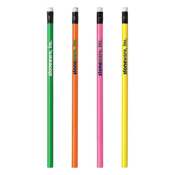 Neon-colored pencils with No.