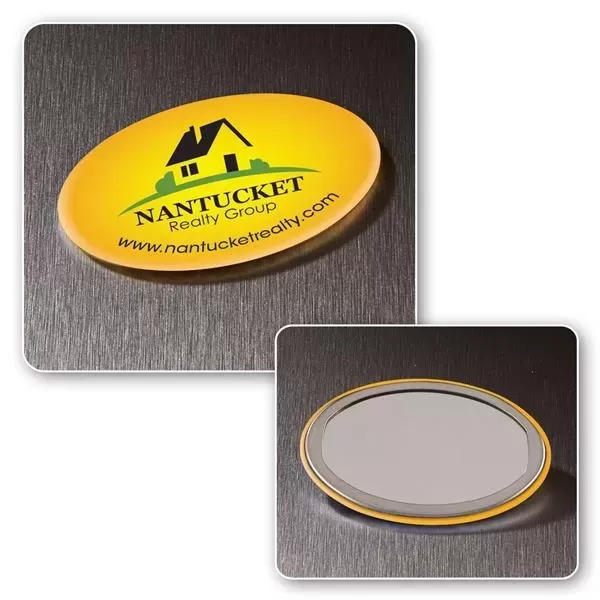 Compact oval button mirror