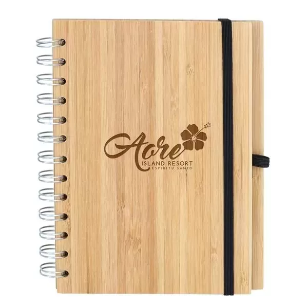 Bamboo wire-bound notepad with