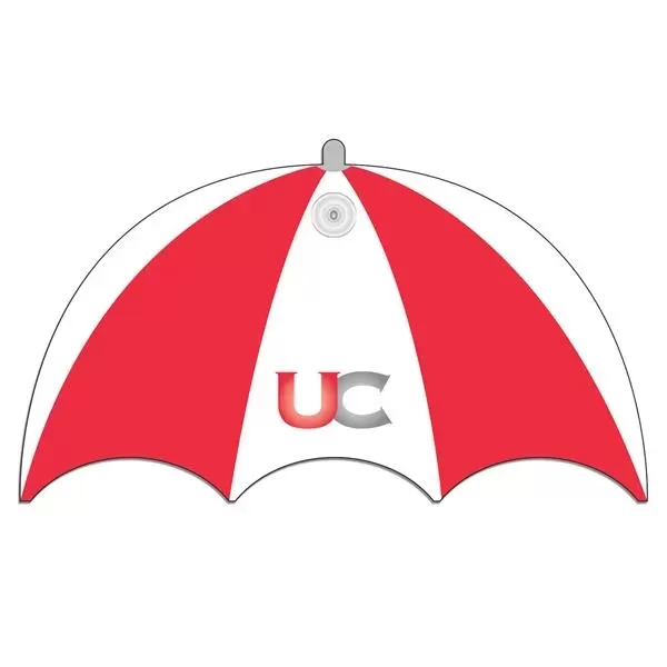 Umbrella shaped window sign