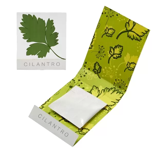 Matchbook with one cilantro