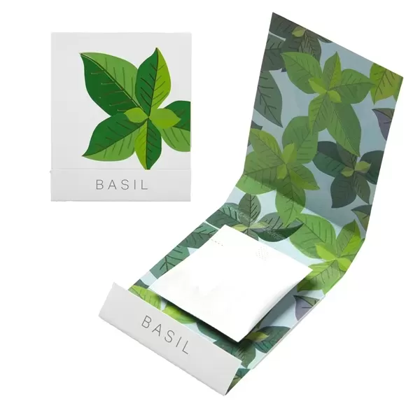 Matchbook with one basil
