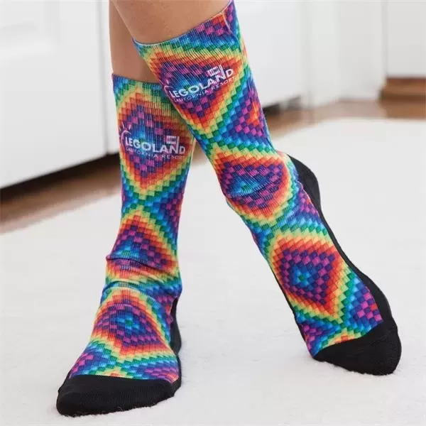 Multi-colored crew socks featuring