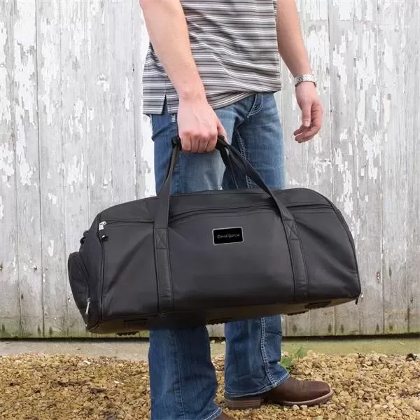 Leather duffel bag with