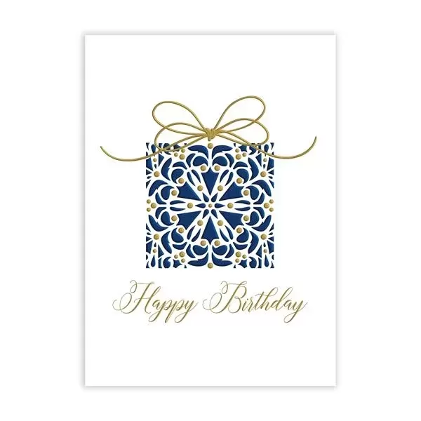 Birthday card featuring navy