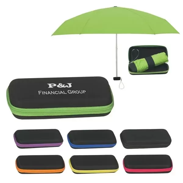 Folding travel umbrella with