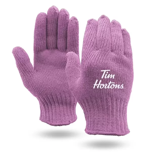 Pink knit work gloves,