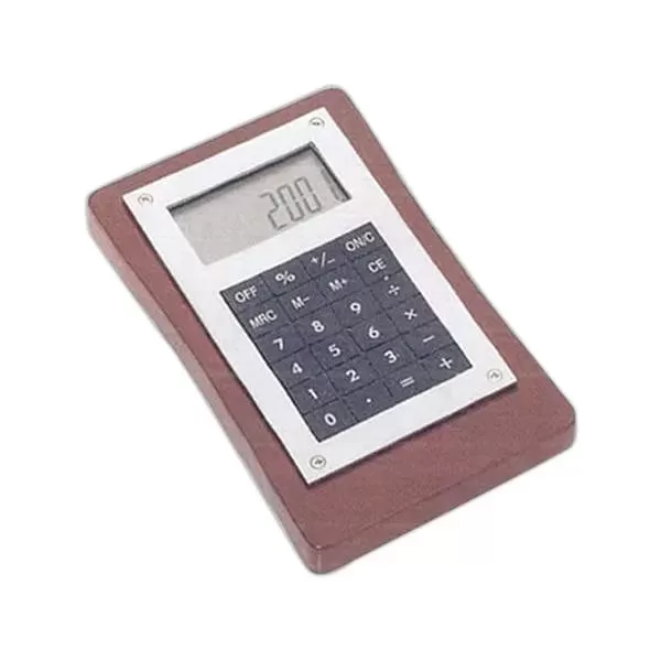 Executive calculator with wooden