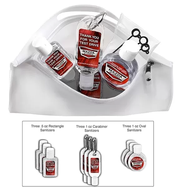 Nine-piece sanitizer kit with