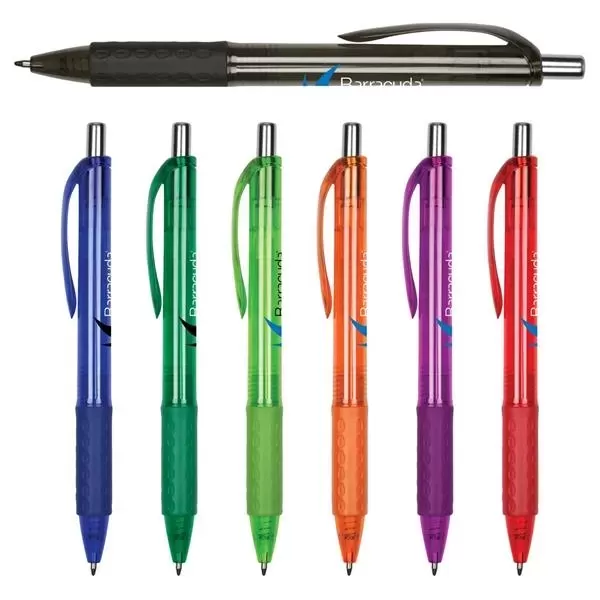 Translucent plunger-action pen with