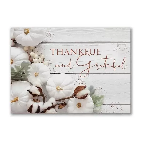 Rustic Thankfulness Thanksgiving card.