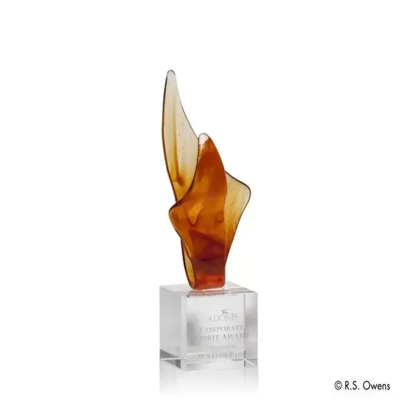 Flame-shaped art glass award