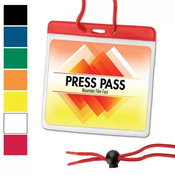 Large color-coded badge/nametag holders