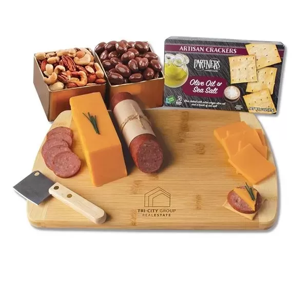 Cutting board with cheese,