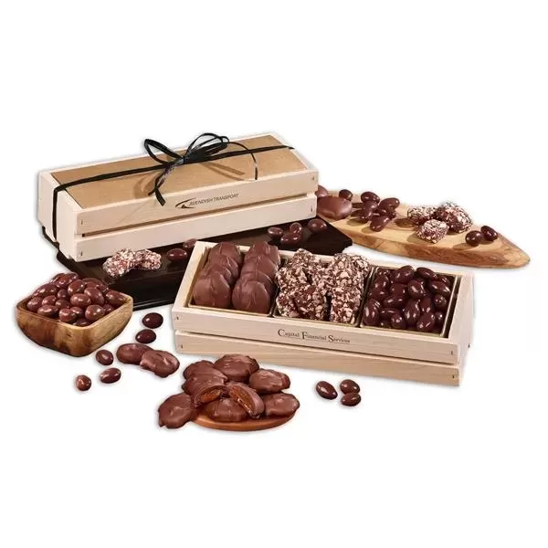 Wooden crate with toffee,