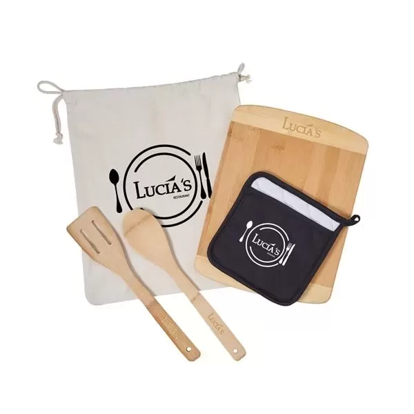 Bamboo cooking set that
