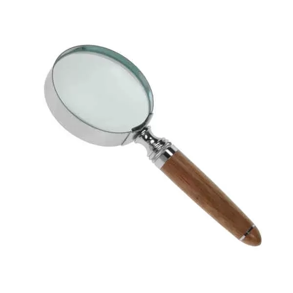 Magnifier with bamboo handle.