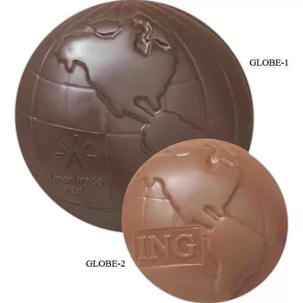 Molded chocolate globe with